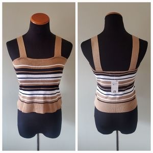 NWT Jon & Anna M Stripes Comtemporary Normcore Square Neckline Knit Crop Top